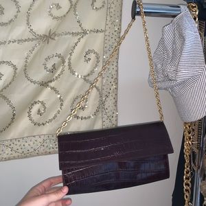 Crocodile patent over the shoulder bag